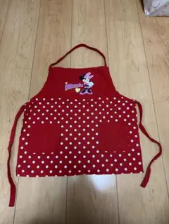 ミニーマウス エプロン 赤 水玉