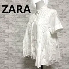 [ZARA ザラ] 半袖 シャツ プリーツデザイン 白