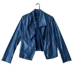 レディース　ブラック　フェイクレザージャケット