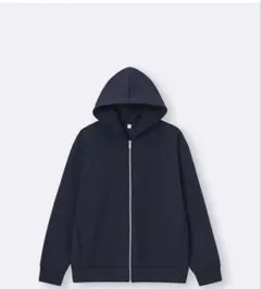 GU　ジーユー　スエットパーカー　パフスウェットフルジップパーカー　S　紺のサムネイル