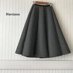 ナルシス フレアスカート ストライプ 黒 白 大人綺麗 上品 きれいめ 美品のサムネイル