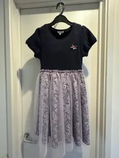 any FAM チュールドッキングワンピース 半袖 ネイビー 花柄 150㎝