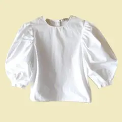 ZARA パフスリーブ ブラウス 後ろボタン　ホワイト S