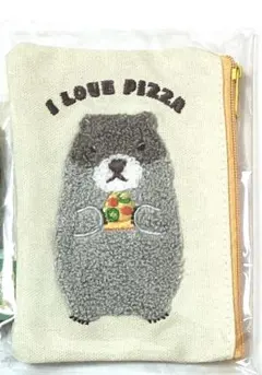 マーモットのもっとっと【もこもこ刺繍ポーチ】ピザみせつけ