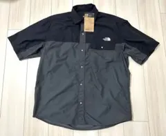 THE NORTH FACE 半袖ヌプシシャツ ブラック×アスファルトグレー Ｌ
