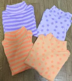 オレンジと紫のタートルネックTシャツセット