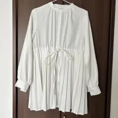 【GRL】ホワイト プリーツ シャツ 長袖　M