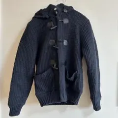 ネイビーフード付きニットダッフルコート