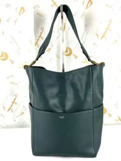 CELINE セリーヌ サングルバケット レザーショルダーバッグ ダークグリーンのサムネイル
