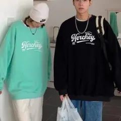 【pairl(ペアル)】 ペアルック用トレーナー 黒L白Mサイズ 韓国ストリート