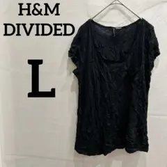 H&M DIVIDEDビスコース100% 半袖Tシャツ ブラック 【L】