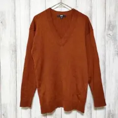 UNIQLO ユニクロ (M)　メリノブレンド リブ Vネックセーター