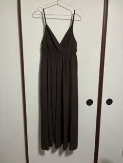 ブラウン キャミソール ロングワンピース