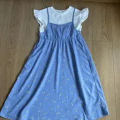 アプレレクール　花柄ノースリーブ　ワンピース 140センチ　女児　フリル袖