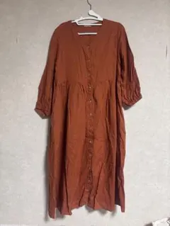 新品　フォグリネンワーク⭐︎リネンシャツワンピース vネック