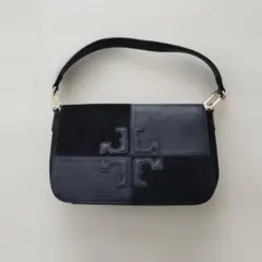 トリーバーチ　ブラック スエード レザー ショルダーバッグ