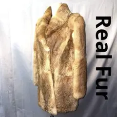 ラビット リアルファー 毛皮 コート ヴィンテージ レディースL ブラウン