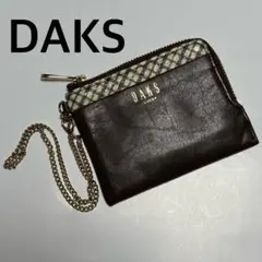 DAKS 小銭入れ チェーン ブラウン ハウスチェック L字ファスナー ロンドンのサムネイル