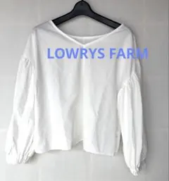 LOWRYSFARM ホワイト バルーンスリーブ クロップドシャツ