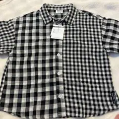 ［新品］BREEZE 半袖シャツ ブラック・ホワイトチェック 110