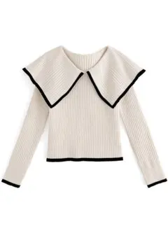 GRL ビッグカラー配色ニットトップス