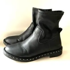 キッズ ショートブーツ スタッズ ブラック 黒 EU35/22.0〜22.5cm