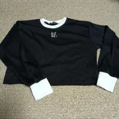 BISKEE ブラック クロップド長袖カットソー 160