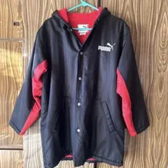 PUMA プーマ 裏ボア ベンチコート 160 黒×赤 防寒 キッズ