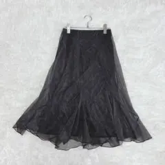 シアーレイヤード フレアロングスカート M相当 韓国製 透け感 Z8898