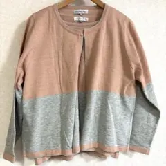 【お値下げ中】大きいサイズ　ピンクとグレーの八分袖ニットアンサンブル　5L