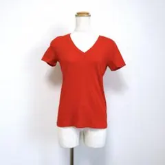 E048 ギャップ エッセンシャル Vネック Tシャツ ピマコットン 赤 XS