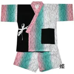 和柄切り替え甚平 綿100％ 子供服 90ｃｍ 蝶