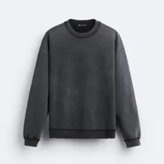 ZARA ダメージ加工 スウェットシャツ ブラック XL
