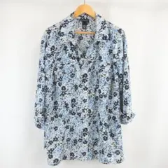 VINTAGE フラワー 花柄 総柄 オーバーサイズ スキッパー シャツ 古着