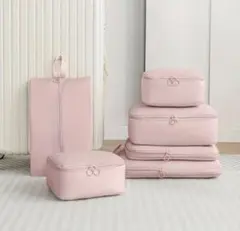 トラベルポーチ　6点セット　ピンク　旅行　圧縮