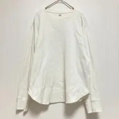 【ユニクロ】UNIQLO 長袖カットソートップス ホワイト ワッフル生地メンズM