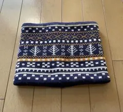 「とりっぴー様専用」ネックウォーマー ニット/フリース 幾何学模様 ネイビー系