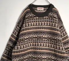 マックレガー　レトロデザイン　総柄　ウール100% 厚手　セーター