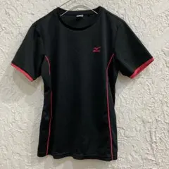 H1442 MIZUNO ミズノ Tシャツ ブラック レッド バレーボール XL