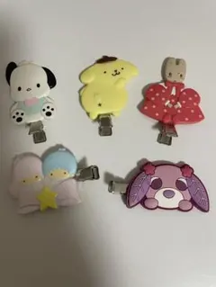 ポチャッコ　ポムポムプリン　キキララ　お茶犬　マロンクリーム　ヘアクリップ　前髪