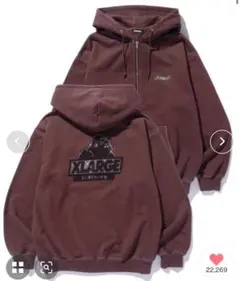 XLARGE ブラウン フード付きパーカー