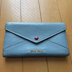 MIU MIU 長財布 ライトブルー ハートモチーフのサムネイル