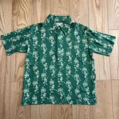 EVISU エヴィス スカル家紋総柄 半袖BDシャツ 日本製 緑 骨柄 Y2Kのサムネイル