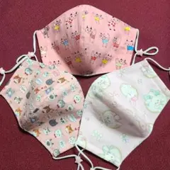 ハンドメイド マスク 英字柄 可愛い小さな女の子たち パープル ダブル