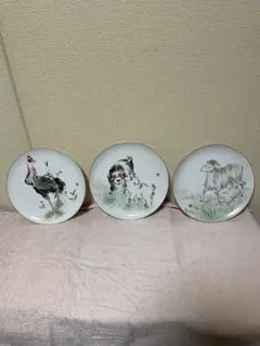 【値引き中】深川製磁/動物絵柄の陶磁器皿/3枚セット/羊犬鶏/バラ売り不可/