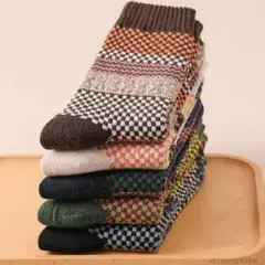 新品暖かい民族紳士メンズソックス5足まとめ売り厚手山ガールウール混冬男性靴下
