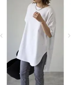 Bonjour Sagan コットンサイドスリットTシャツ　ホワイト