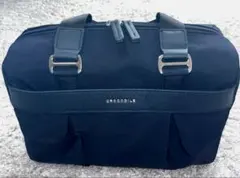 クロコダイル　2WAYボストンバッグ　ネイビー　ベルト付き