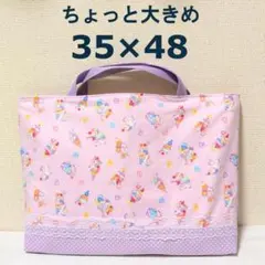 手提げ袋　レッスンバッグ　大きめ　ユニコーン　紫