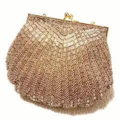 ビーズポーチ　クラッチバッグ　ミニバッグ　ゴールド　パーティーバッグとして